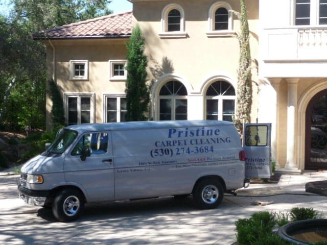 Pristine Carpet Cleaning van parked outside a Grass Valley home